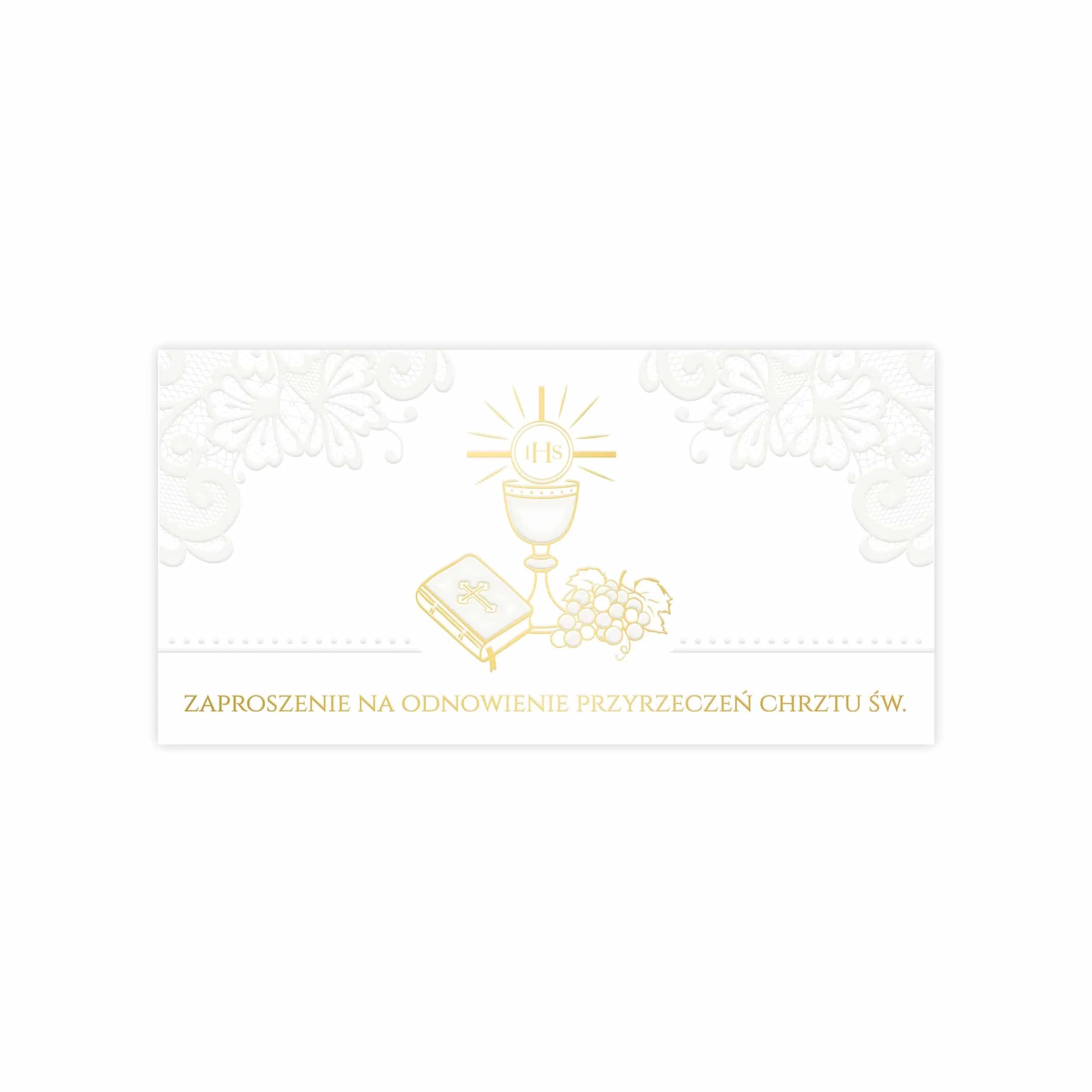 Zaproszenie na Odnowienie Przyrzeczeń Chrztu Św., złocone i tłoczone
