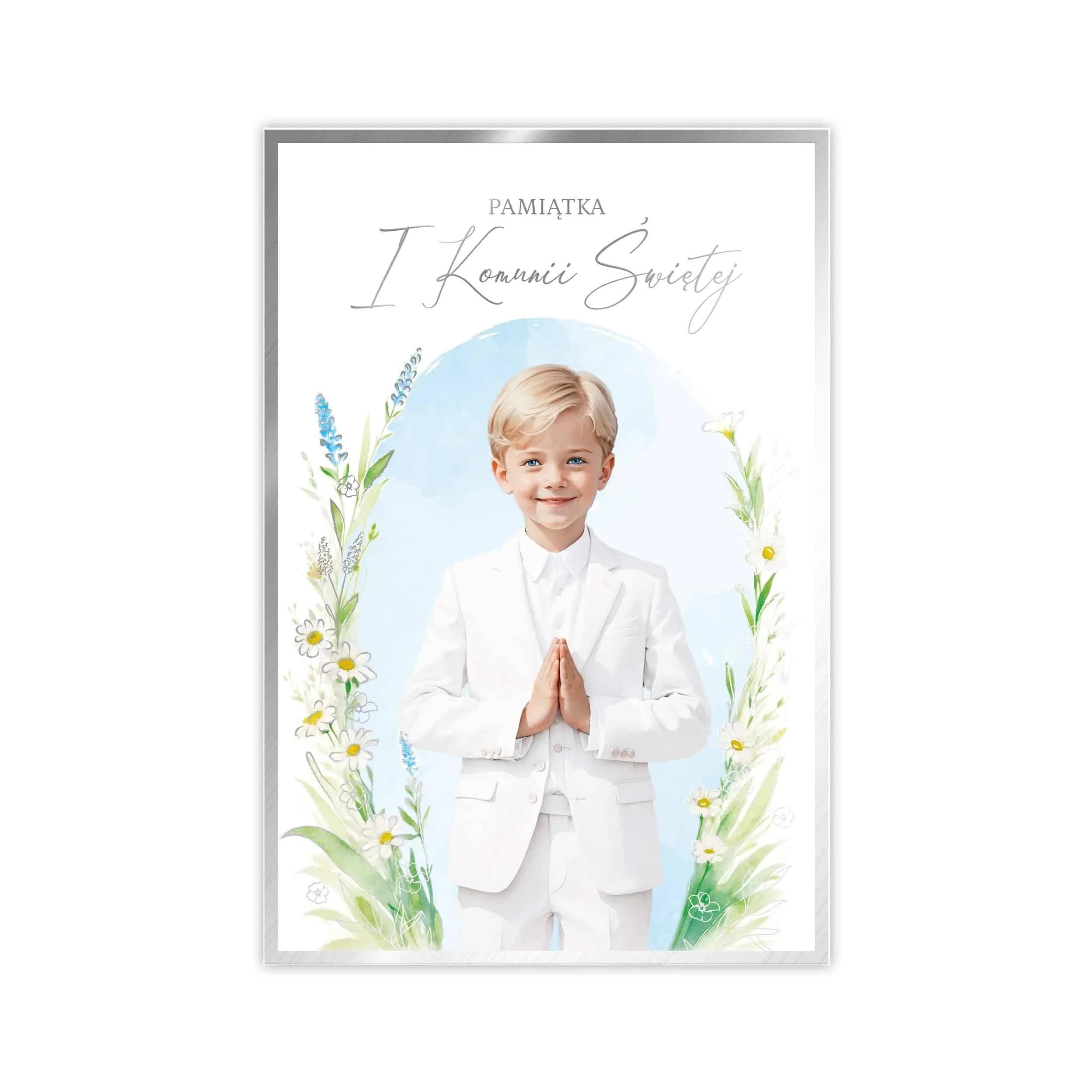 Kartka B6 z okazji I Komunii Św. z chłopcem
