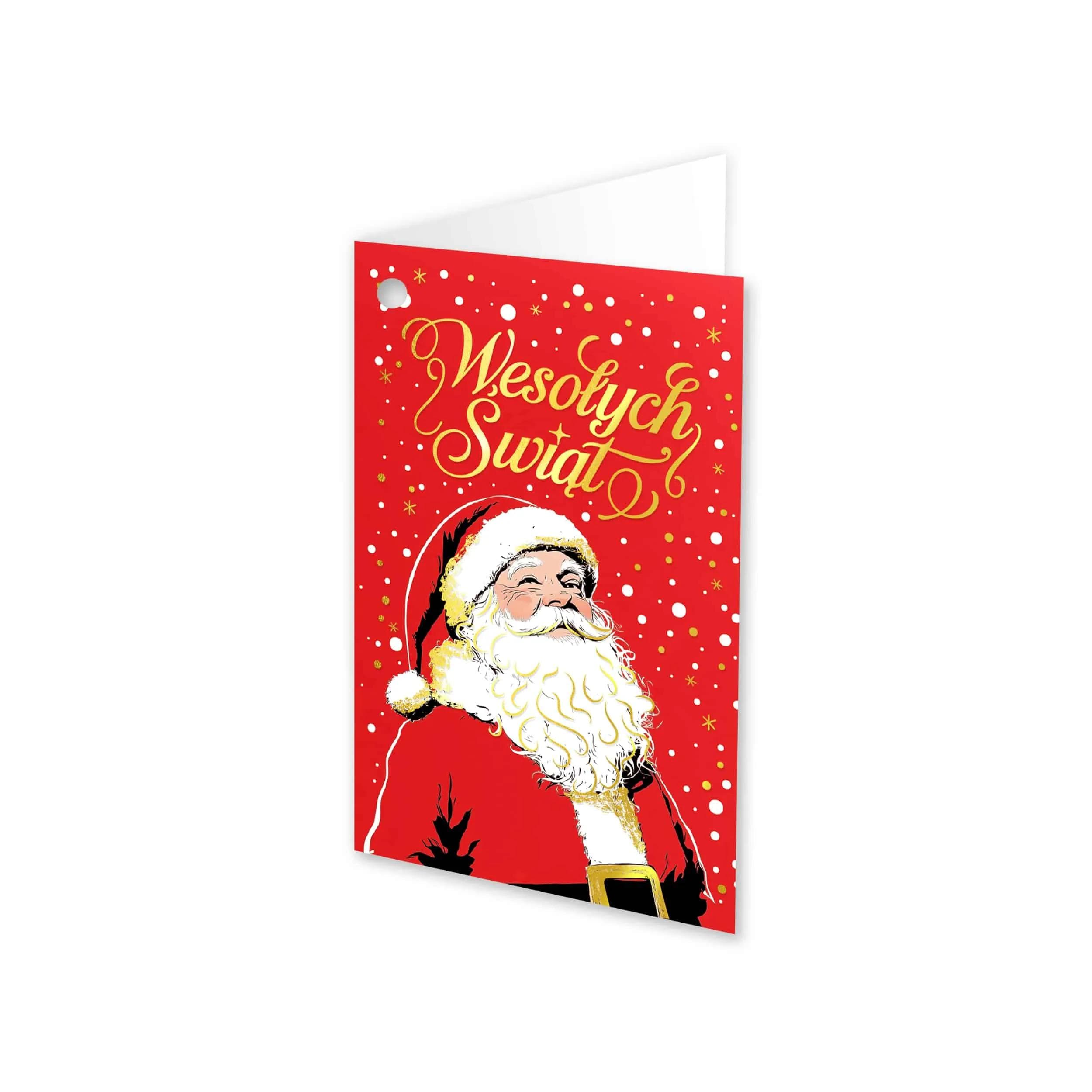 Bilecik do kwiatów, Boże narodzenie, świąteczny wzór Święty Mikołaj