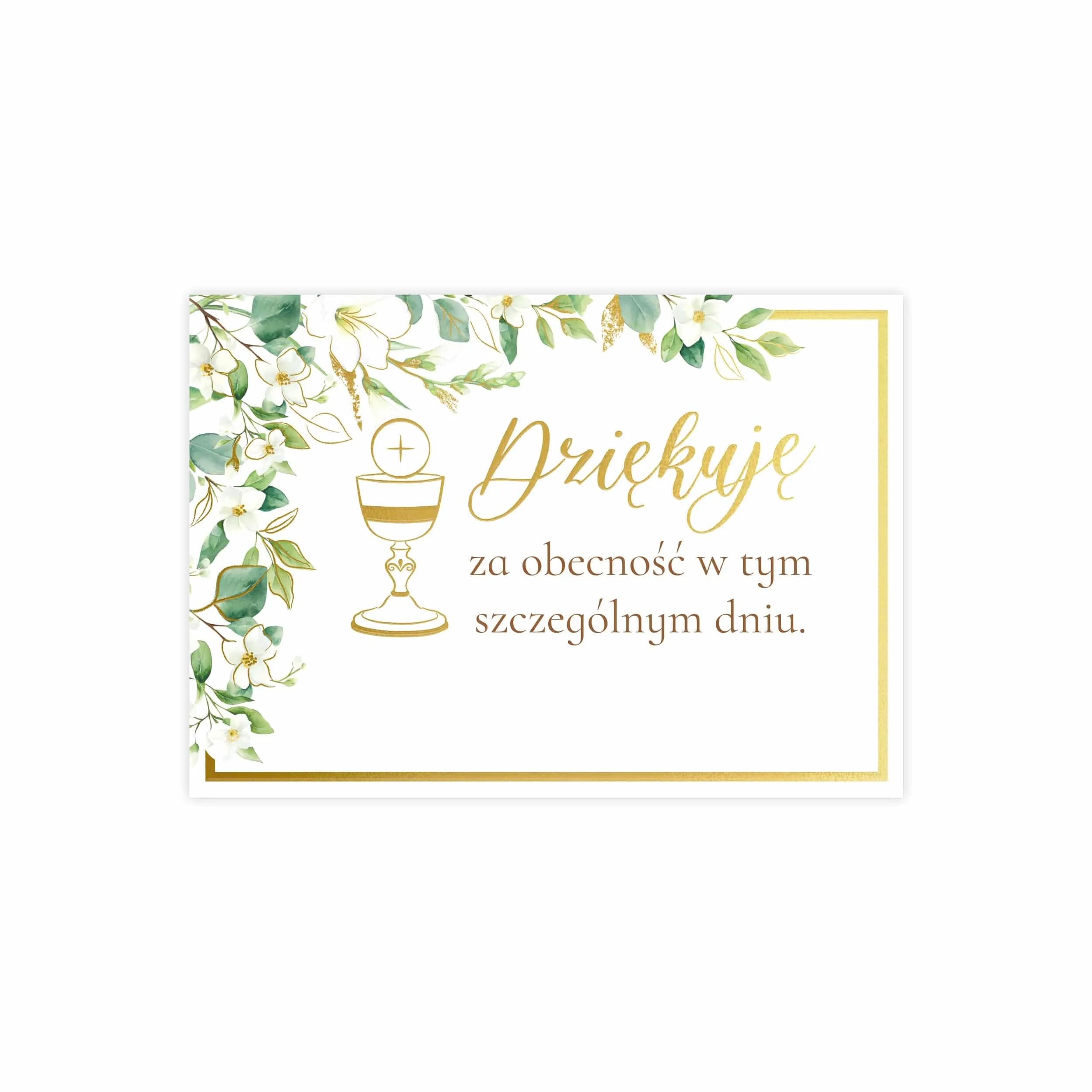 Bilecik z podziękowaniem dla gości na Komunię zielone