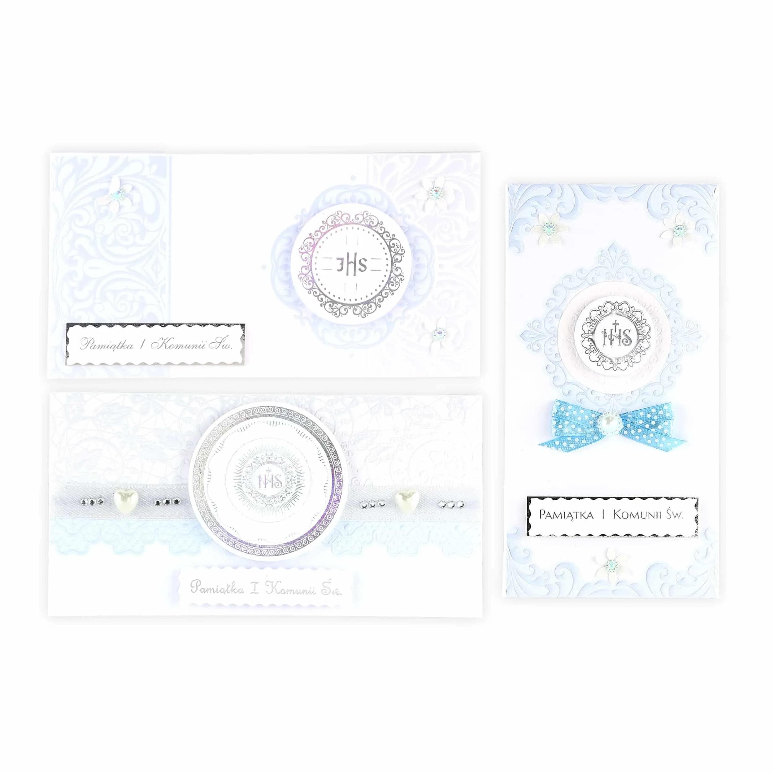 Pudełko mini papierowe Komunia - MIX Niebieski