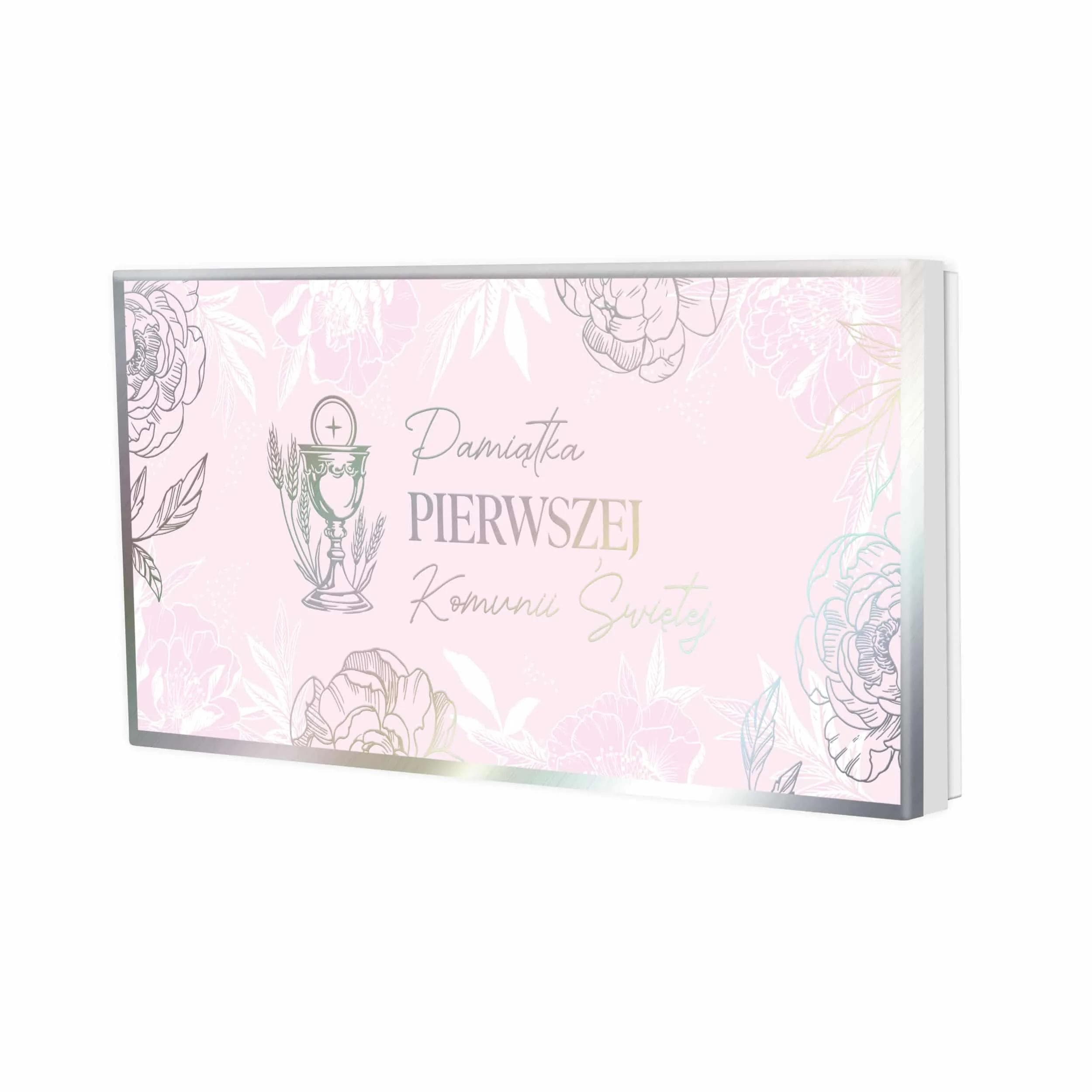 Pudełko prezentowe z okazji I Komunii Św. Różne dla dziewczynki z kielichem