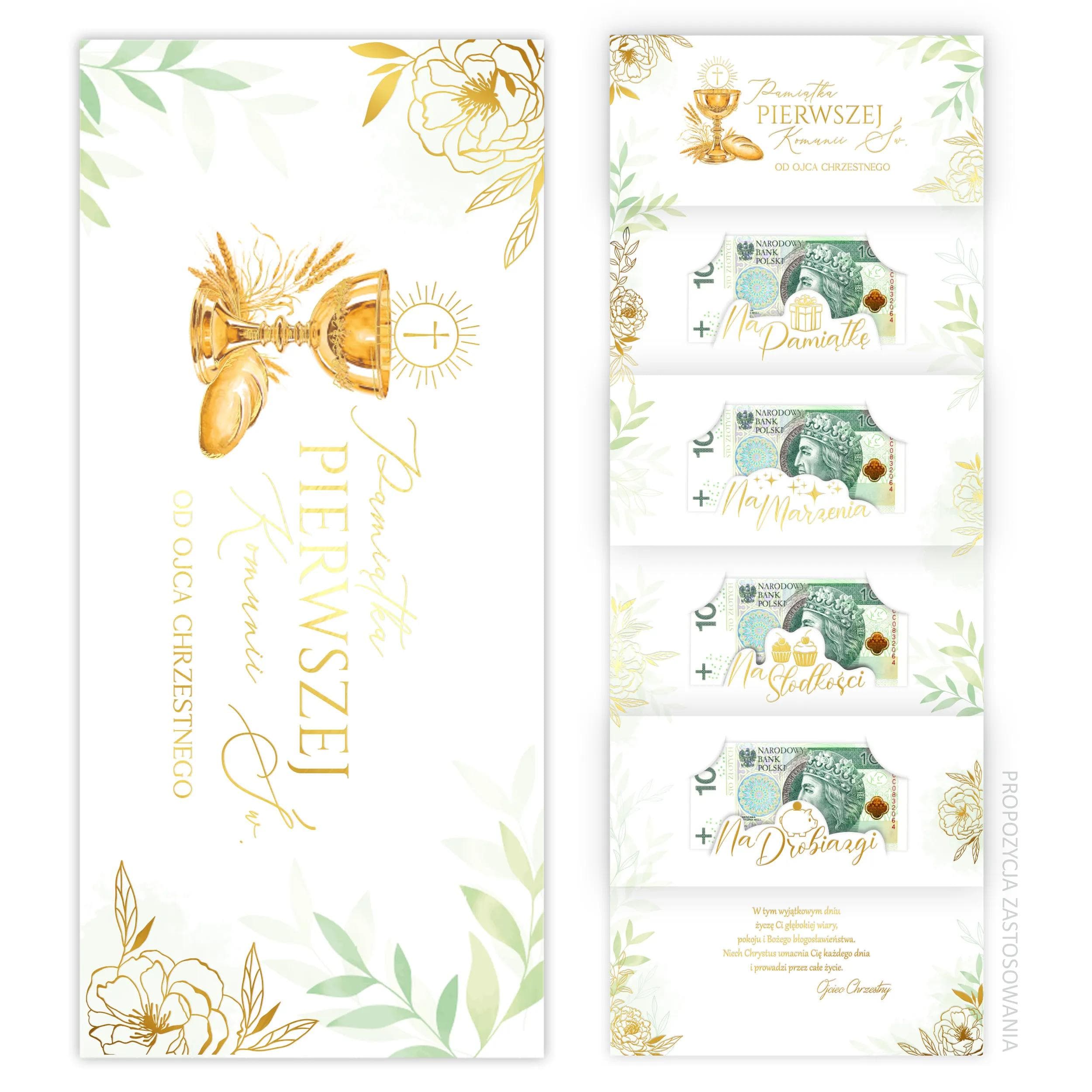 Karnet Premium na banknoty I Komunia Św. - 21 od Ojca Chrzestnego