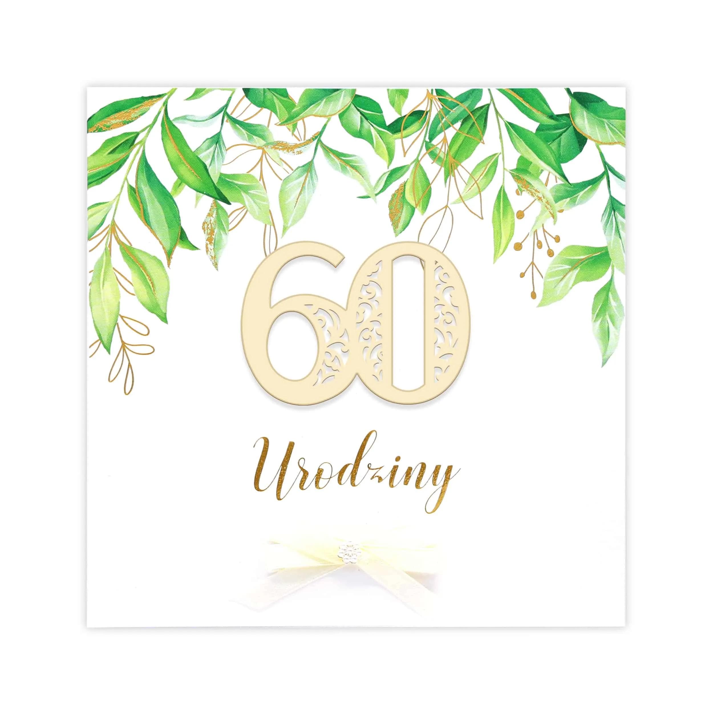 Kartka na urodziny, akwarelowe kwiatki, ozdobny papier, zielona, 60