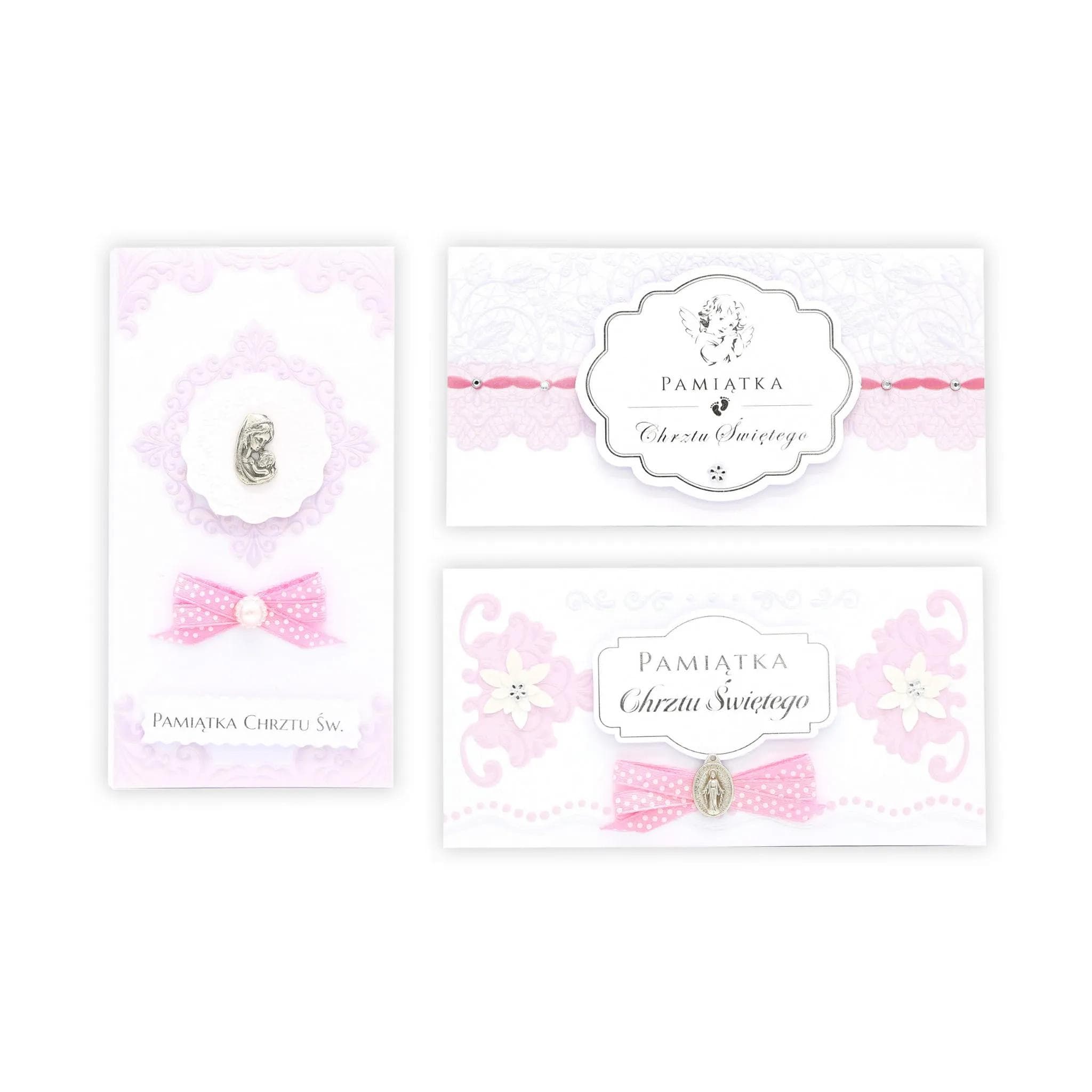 Pudełko mini papierowe Chrzest - Różowe MIX