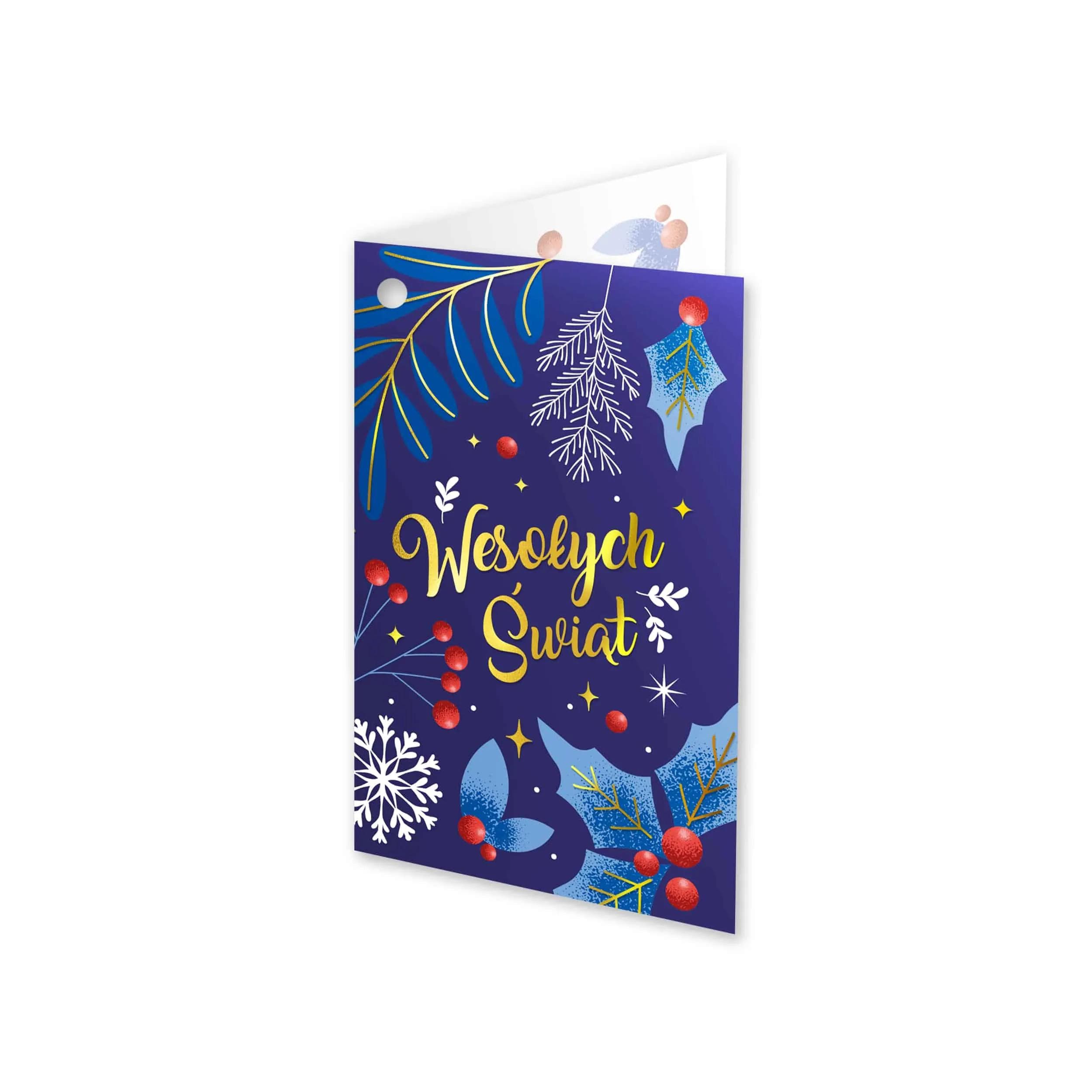 Bilecik do kwiatów, Boże narodzenie, świąteczny wzór granat i gałązki