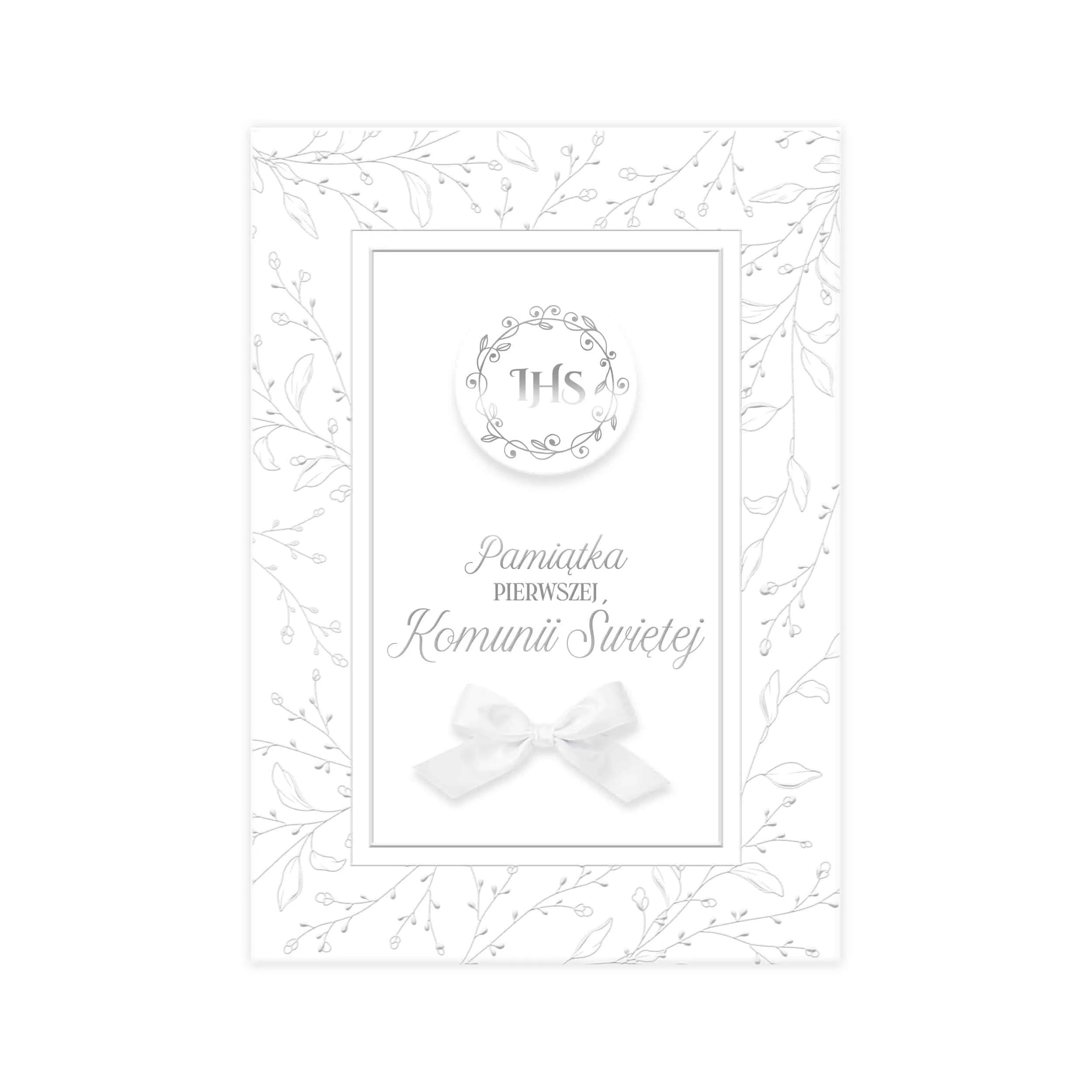 Okładka złoconego albumu na I Komunię Świętą z hostią.