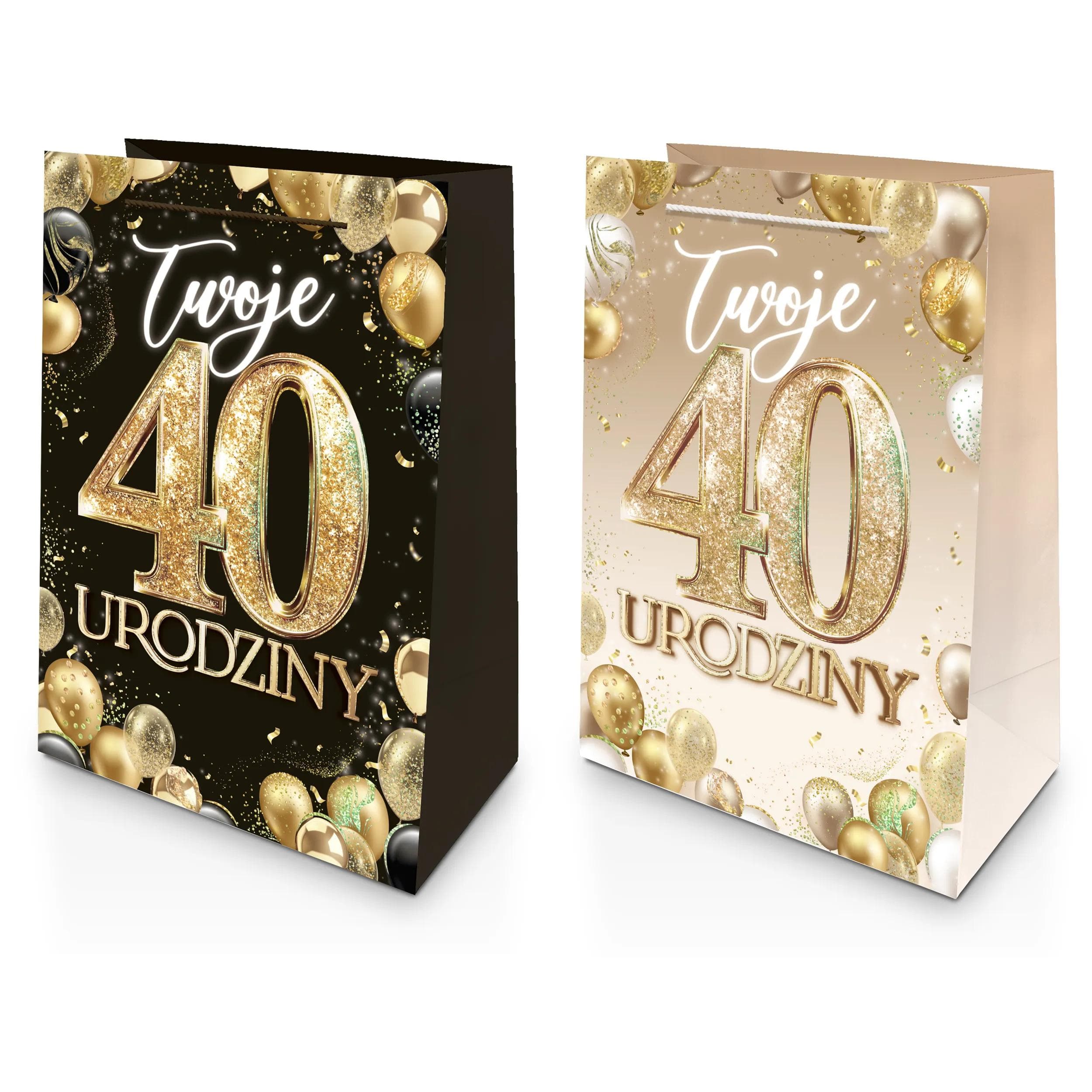 Torba prezentowa A4 40 Urodziny - ZESTAW 10 sztuk