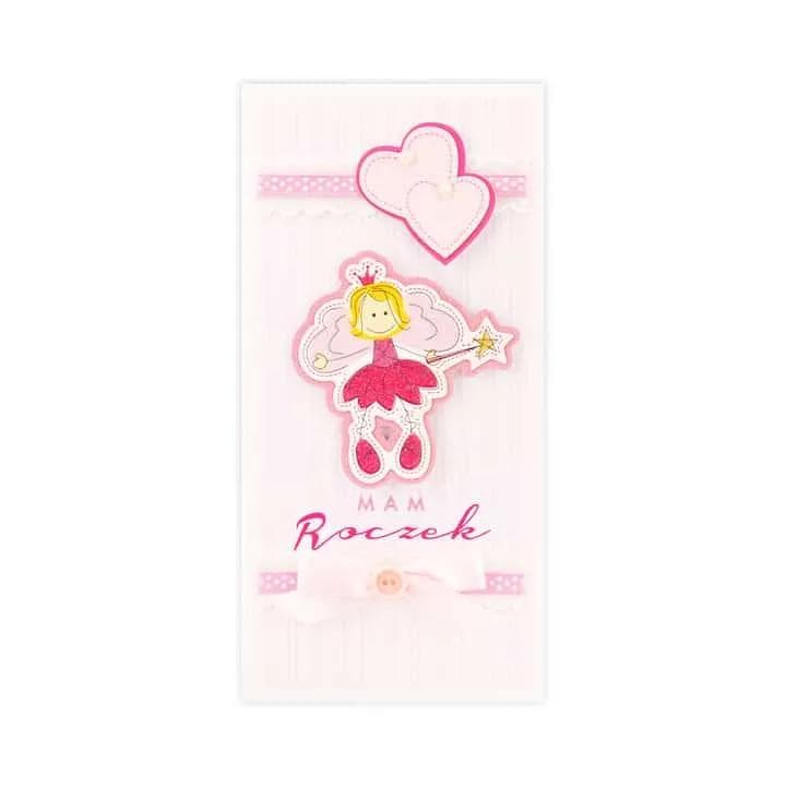 DL ręcznie robiona kartka na pierwsze urodzinki dla dziewczynki z wróżką