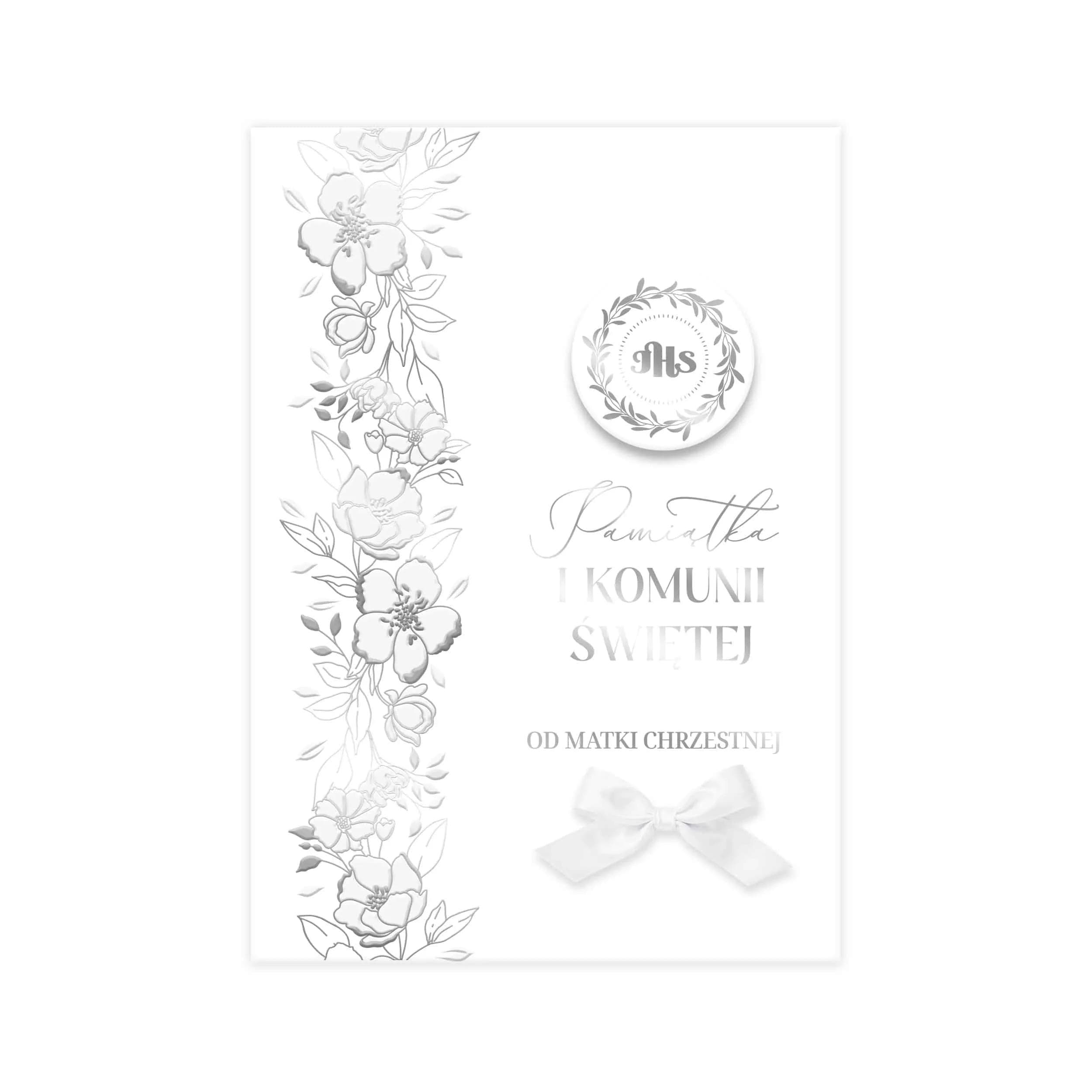 Okładka złoconego albumu na I Komunię Świętą z hostią.