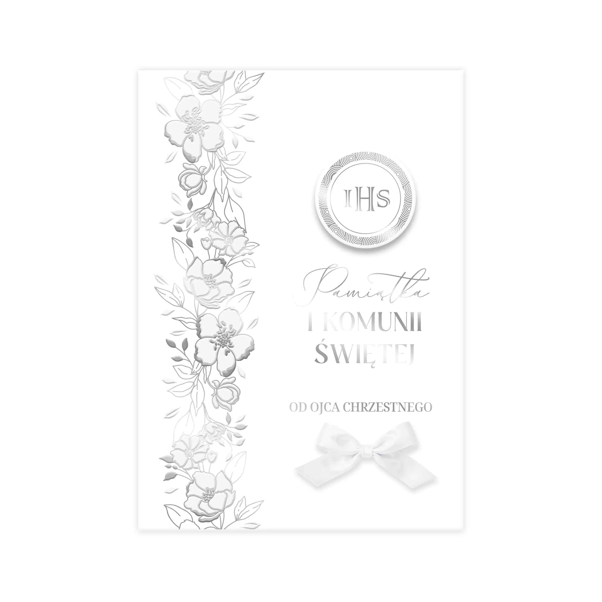 Okładka złoconego albumu na I Komunię Świętą z hostią.